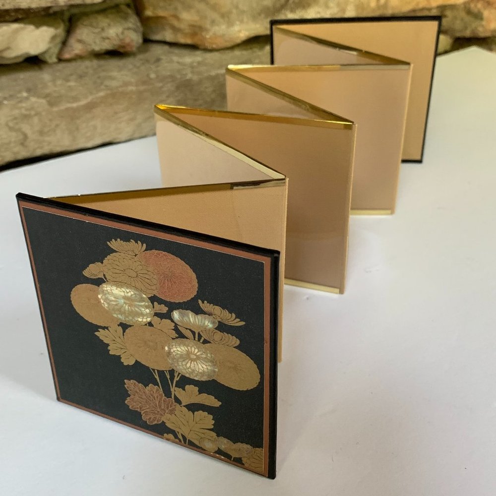 VTG Asian Mini Photo Album Floral Cover Accordion Japan Caspari